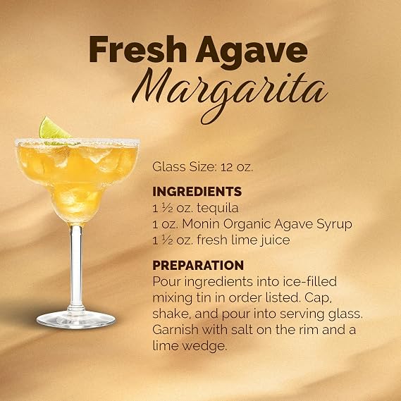 Monin Agave Nectar Syrup Organic - Gluten Free - 1 liter / 33.8 fl oz
