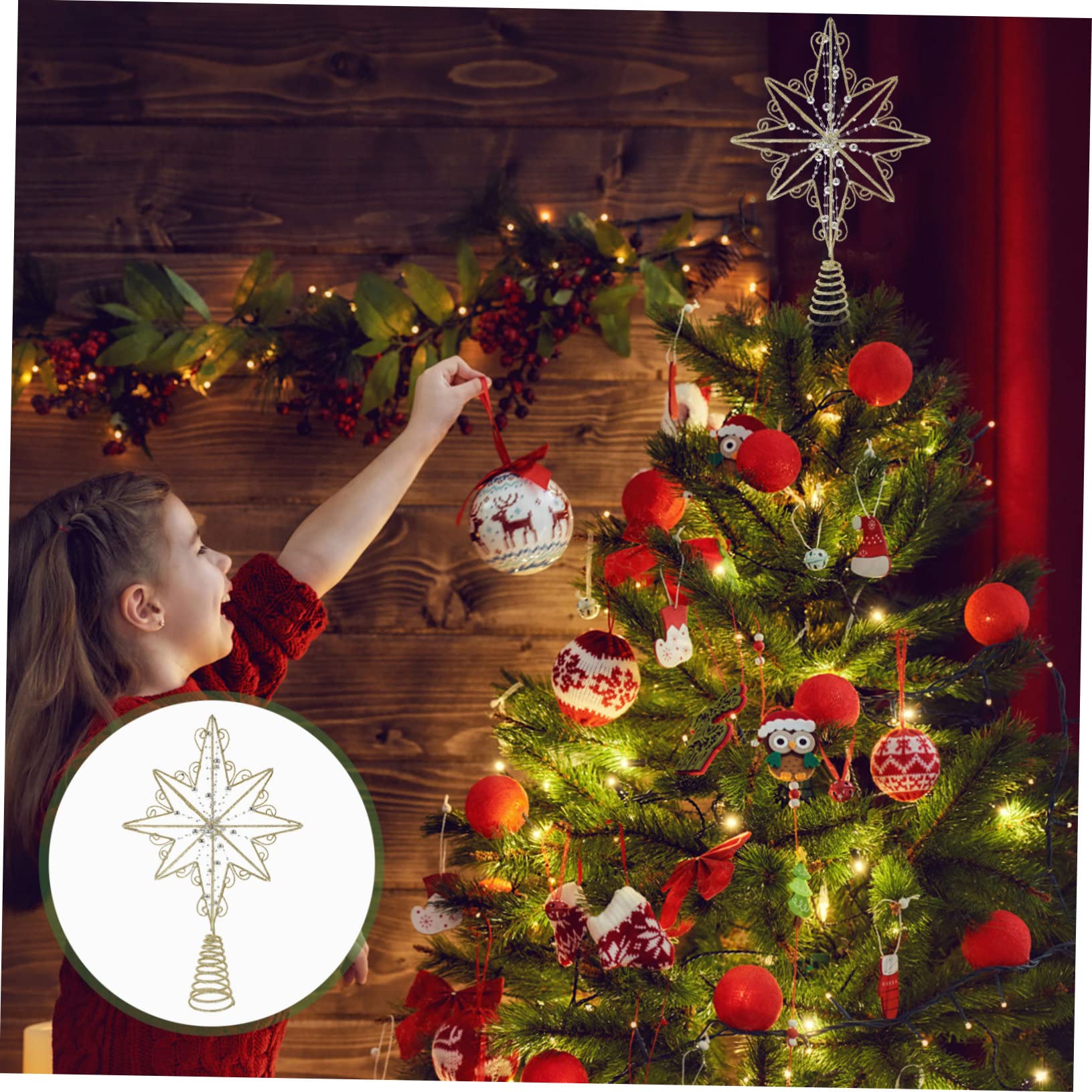 Zerodeko 4stücke Xmas Baumspitze Stern Dekoration Goldene Weihnachtsbaumspitze Für Festliche Anlässe Installieren Leicht Und Für Ihre Weihnachtsfeier