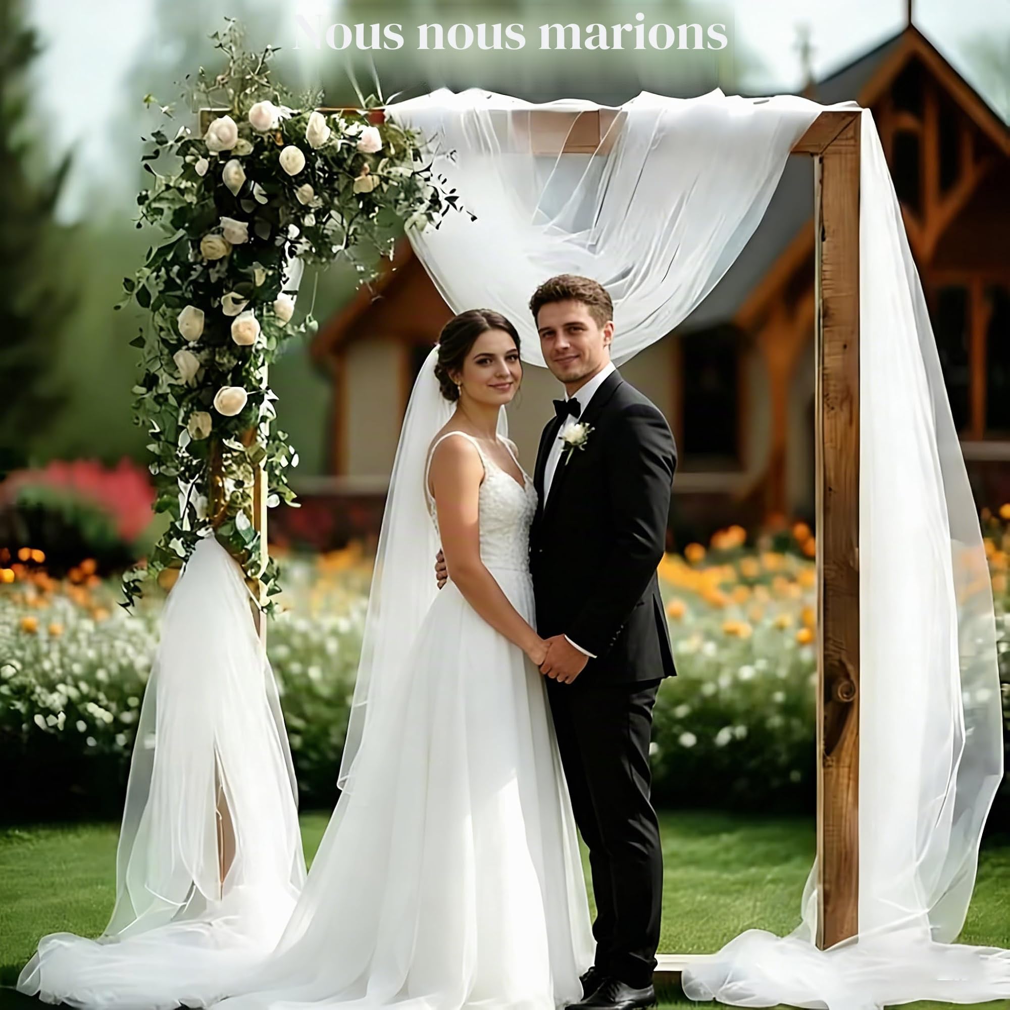 Tulle Tissu 1.6m de Large Tissu Organza Tulle Tissu décoratif Ruban de Table Filet de Tulle Ruban d'organza Mètre de Tissu décoratif pour Mariage Fête Cadeaux Décoration Blanc 50m