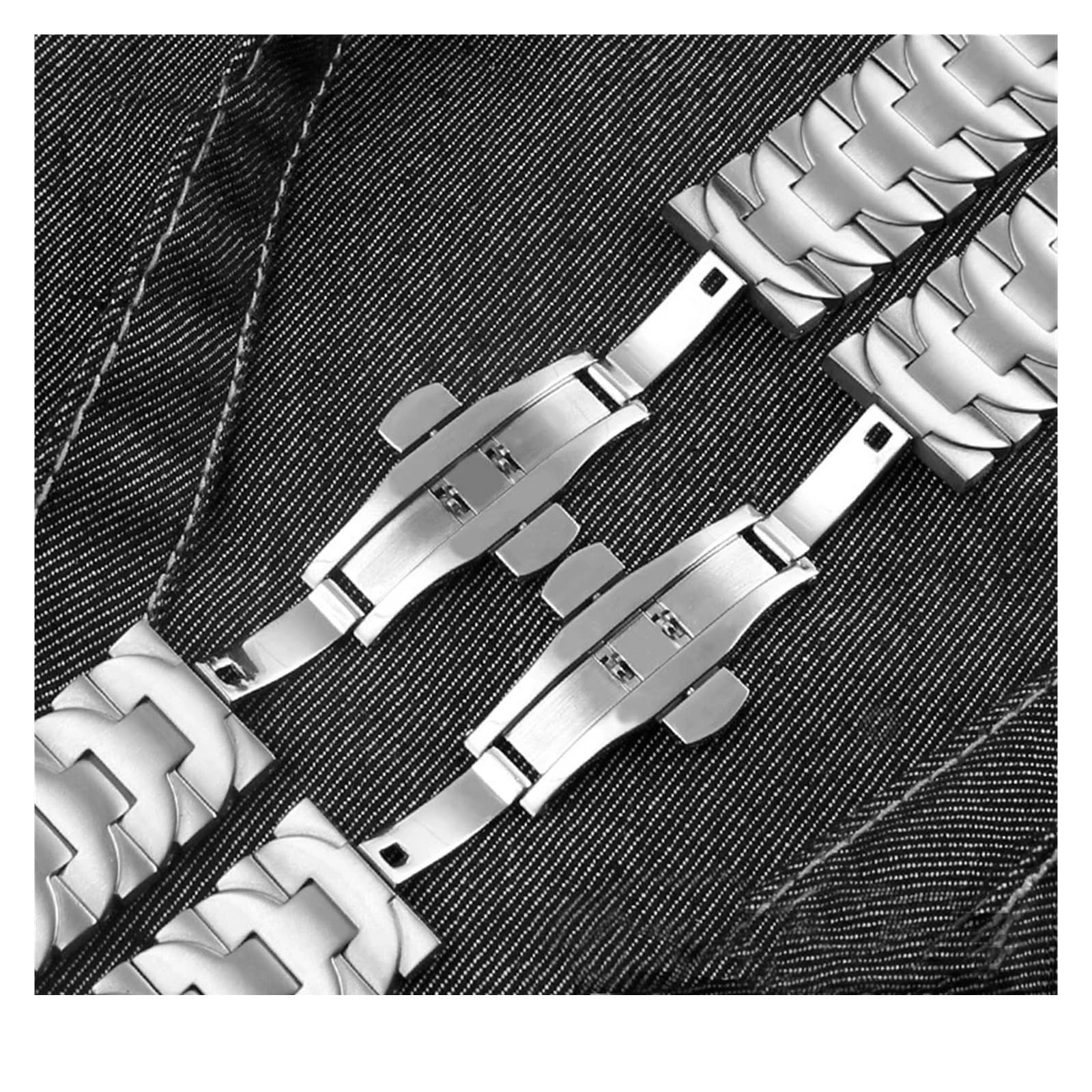 Compatible avec Panerai PAM4411 111382 Bracelet Homme Acier Coude Acier Inoxydable Fermoir Papillon Bracelet 24mm