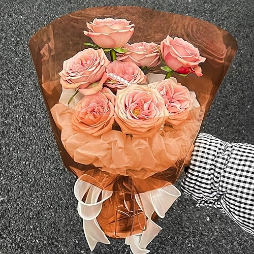 Miniatura 6 de JOYIT Rollo de celofán naranja (100 pies de largo x 17.5 pulgadas de ancho) - Papel de regalo de celofán naranja transparente de 2.5 mil de grosor,