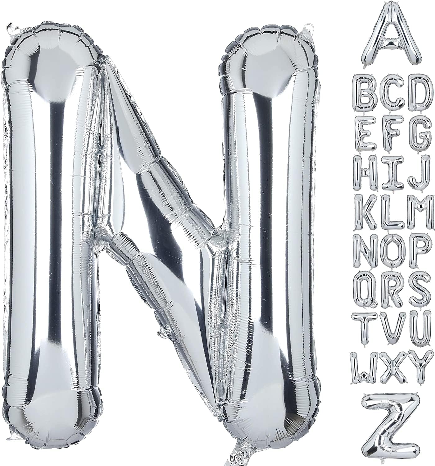 Letter N Foil Helium Balloons Big Single Mylar Balloon Birthday Party Decoration Supply Baby Shower Silver, 32 Inch, S229-NS