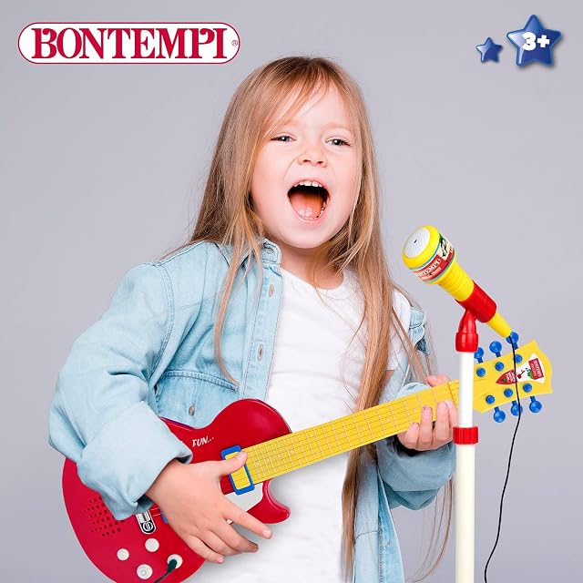 Foto 5 de 7 de Guitarra eléctrica de juguete 55 cm con micrófono de pie Bontempi