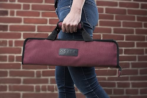 Miniatura 2 de Asaya Bolsa enrollable para cuchillos de chef, 12 bolsillos para cuchillos y utensilios de cocina, nailon ligero, duradero y resistente a las