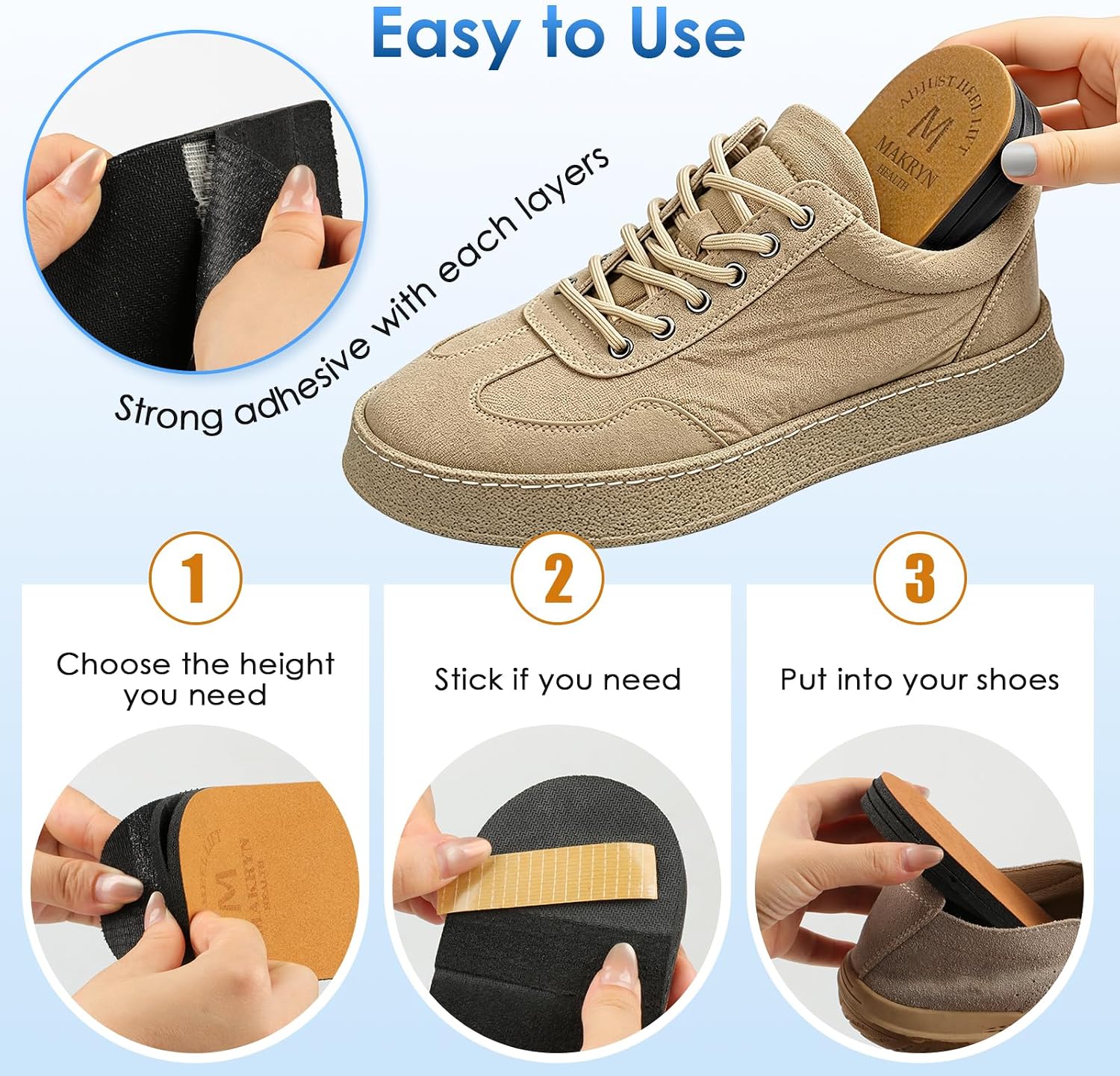 Adjustable Orthopedic Heel Lift for Leg Length Discrepancies and Heel Pain,Sports Injuries,and Achilles tendonitis,Height Increase Insoles