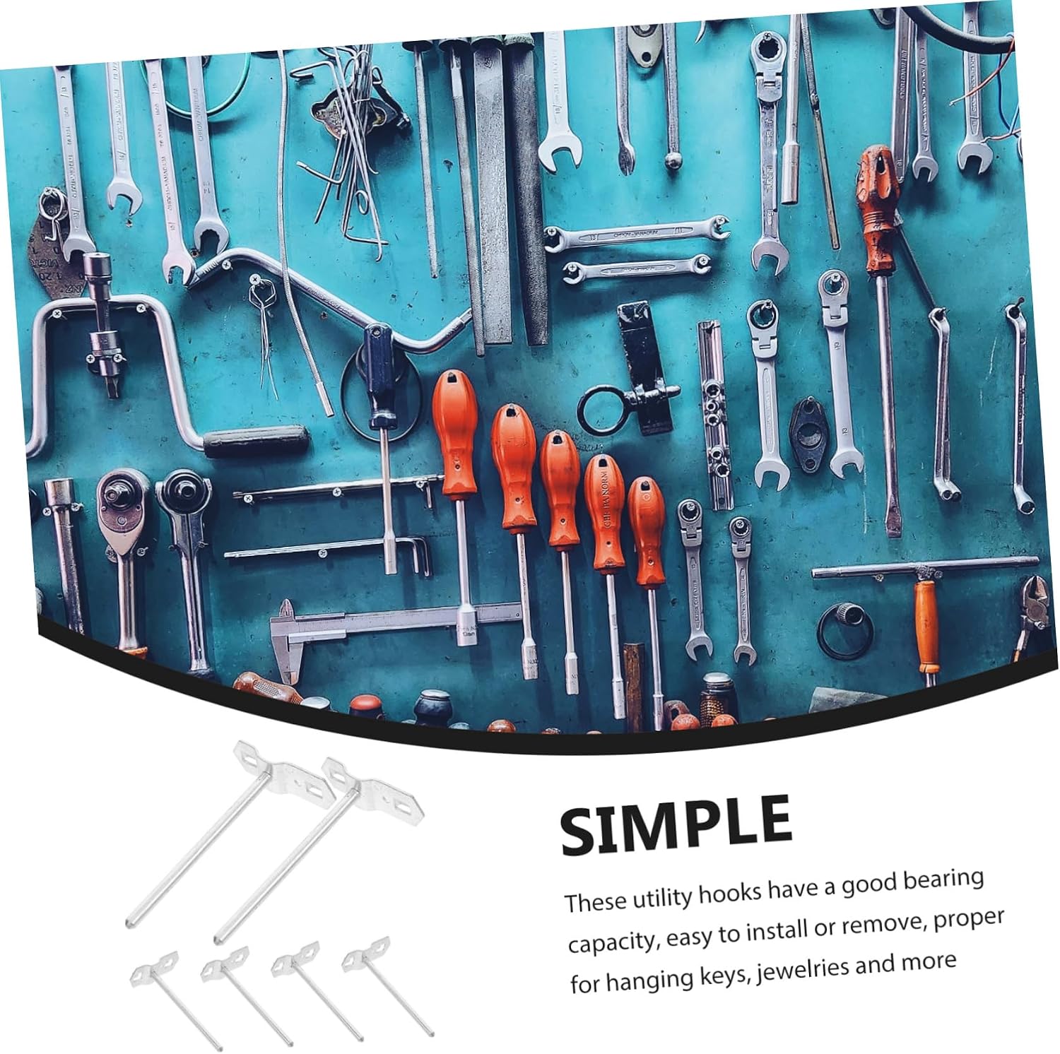 Cabilock 6Pcs Utility Pegboard Hooks Heavy Duty Hangers for Garage Storage Versatile Peg Hooks for Organizing Tools Easy to Install and Prevents Slipping