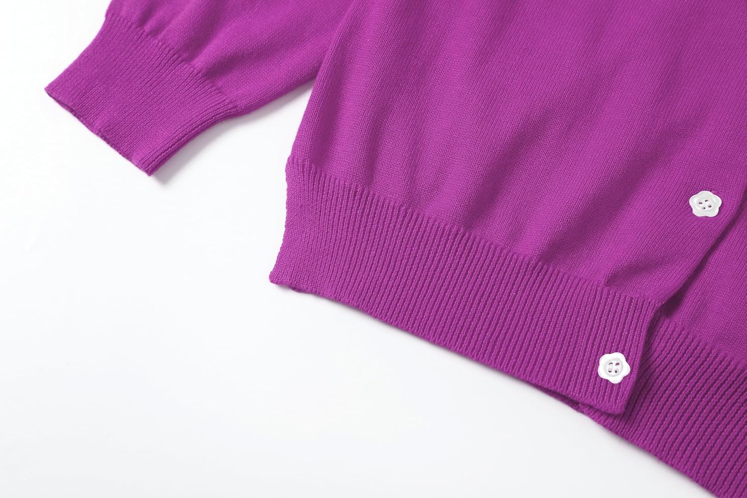 Girls' Cardigan Sweater [Cute Petal Buttons] Cotton Long Sleeve Crewneck Uniform Sweater for 5-14 Years Girls 11-12 Years #18 Violet image 5 of 6 B0FDQ65S6Y