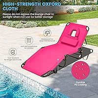 Vista 6 de GYMAX Silla de bronceado, silla de playa de 350 libras con orificio facial, almohada lavable y correa de transporte, tumbona plegable ajustable