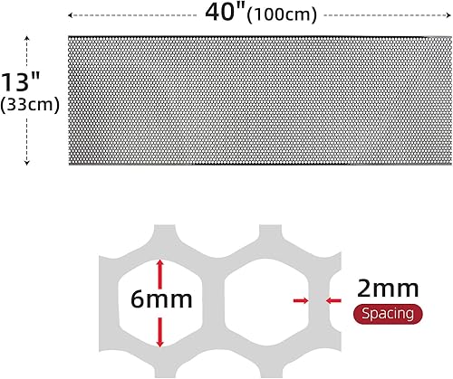Miniatura 18 de AggAuto Malla universal para parrilla de automóvil de 40 x 13 pulgadas, de acero inoxidable revestido de cloruro de polivinilo, rejilla