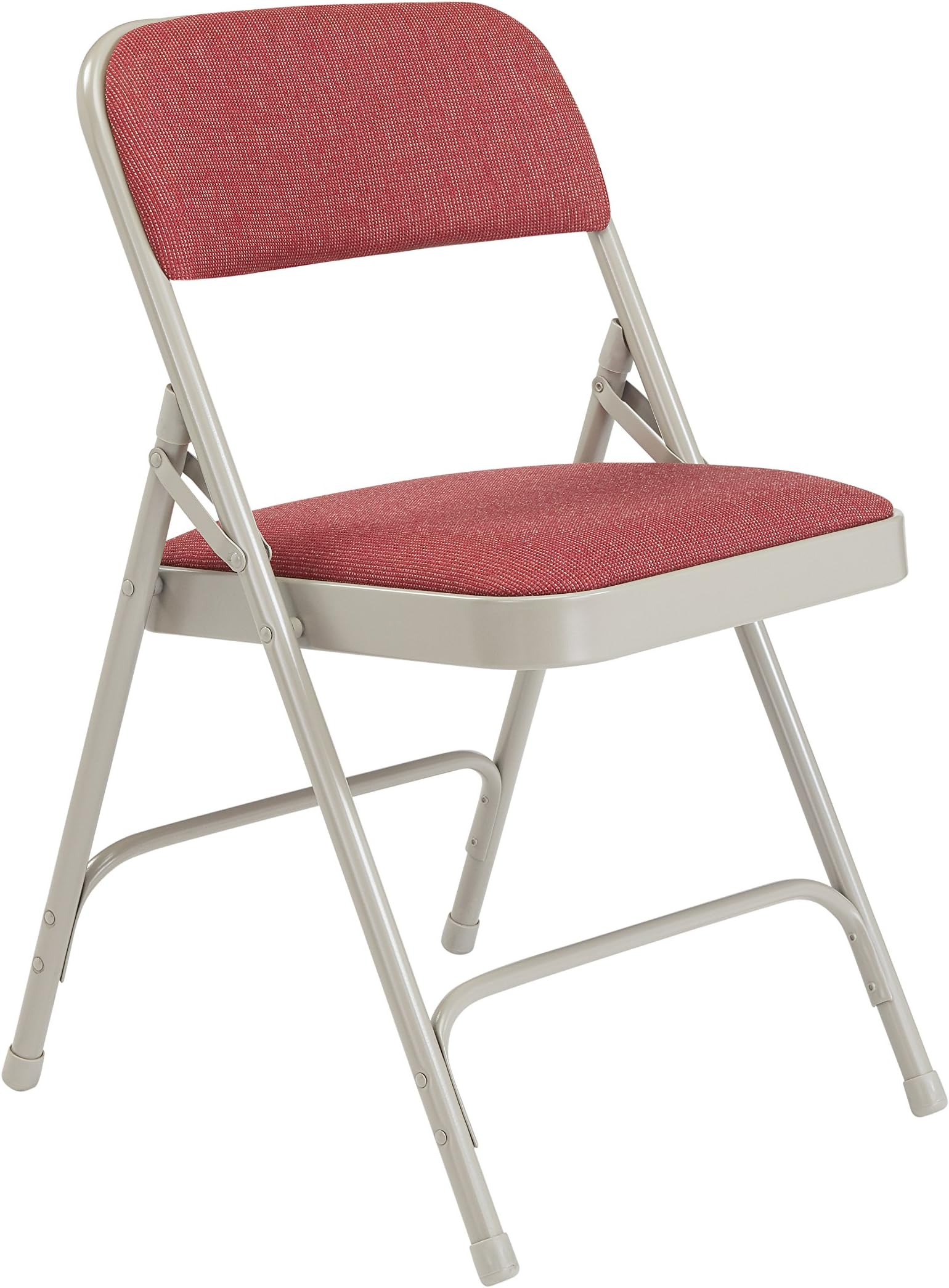 National Public Seating 2200 Series Steel Frame Upholstered Premium Fabric Seat and Back Folding Chair with Double Brace, 480 lbs Capacity, Majestic Cabernet/Gray (Carton of 4)