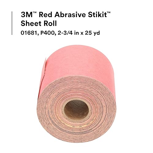 Miniatura 9 de 3M Stikit Red Abrasive Sheet Roll, 01681, No Hole, 2-3/4 in x 25 yd, 400+ Grade, Automotive Sanding Roll Sandpaper for Coating Removal, Body Repair