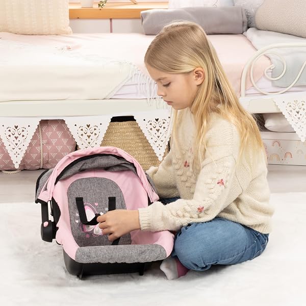 Bayer Design 67933Aa, Silla de Coche Easy Go, Accesorios, Asiento Para Bebé Muñeco, Gris, Rosado, Mariposa, Color Rosa - 5