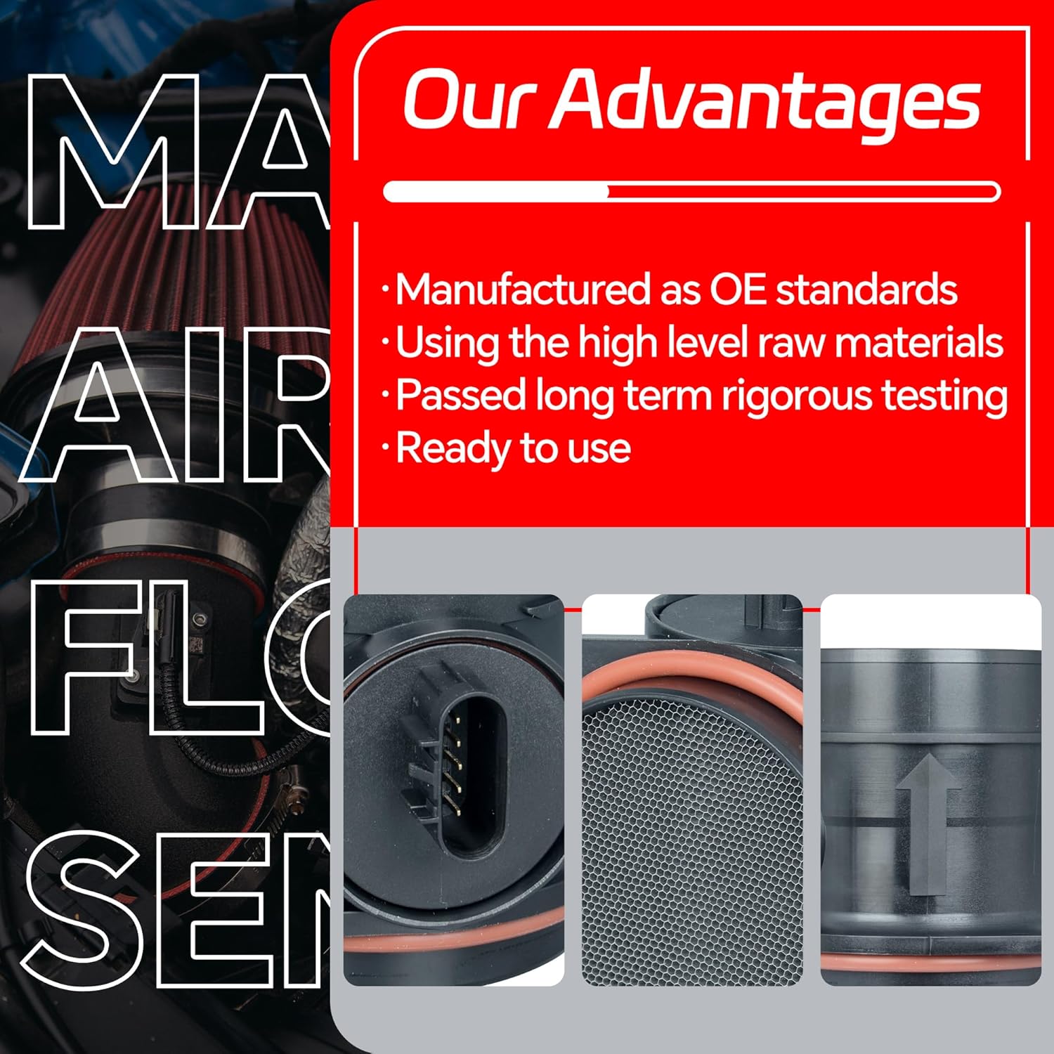 Mass Air Flow Sensor MAF Compatible with Buick Lacrosse/Lucerne/Rendezvous, Chevrolet Impala/Equinox/Montecarlo, Cadillac DTS, GMC Acadia Replaces MAF1047 15911983