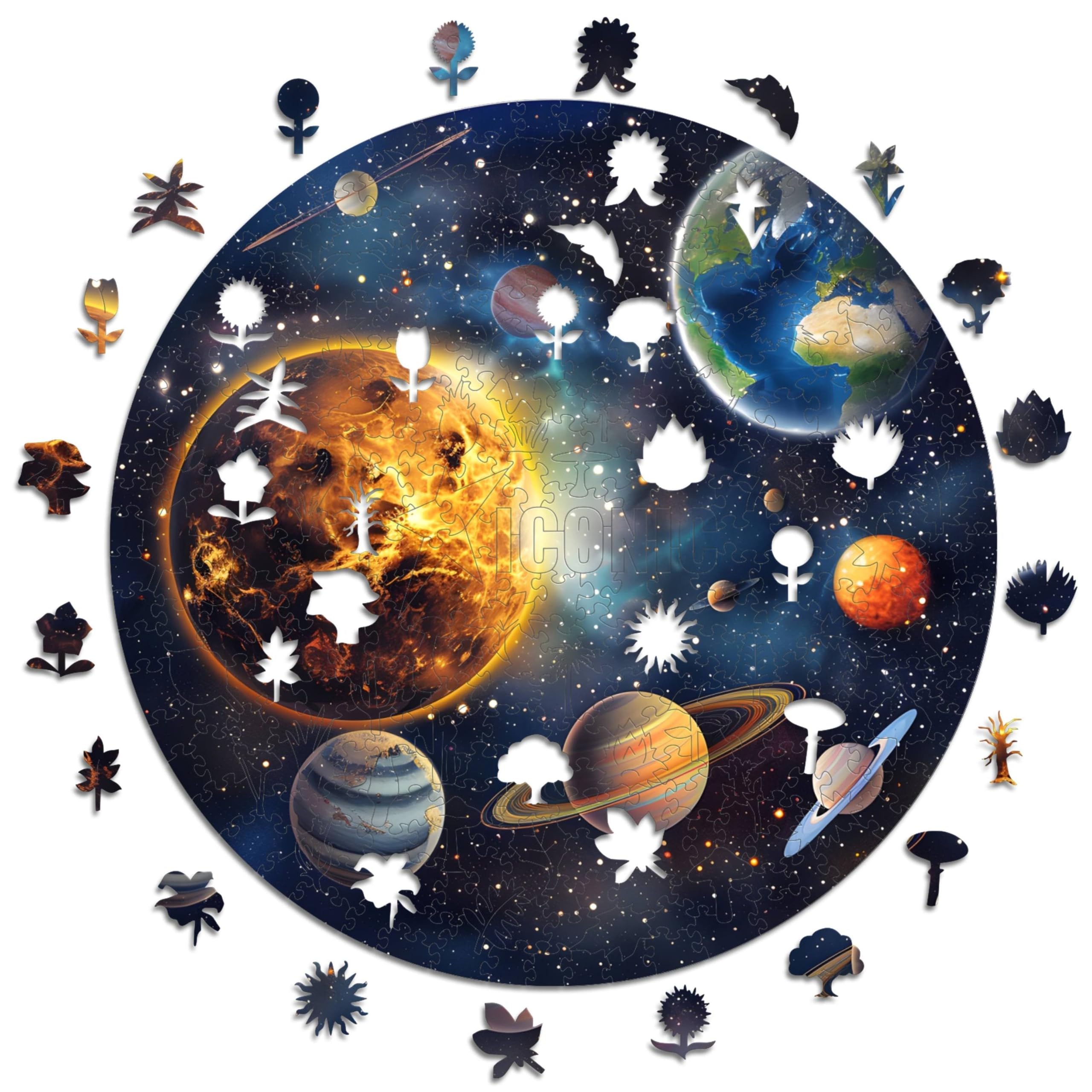 Iconic Puzzles – Solar Harmony, Fantasy, 100 % nachhaltiges Holzpuzzle, Geschenke für Kinder und Erwachsene, Größe S, 200 Teile