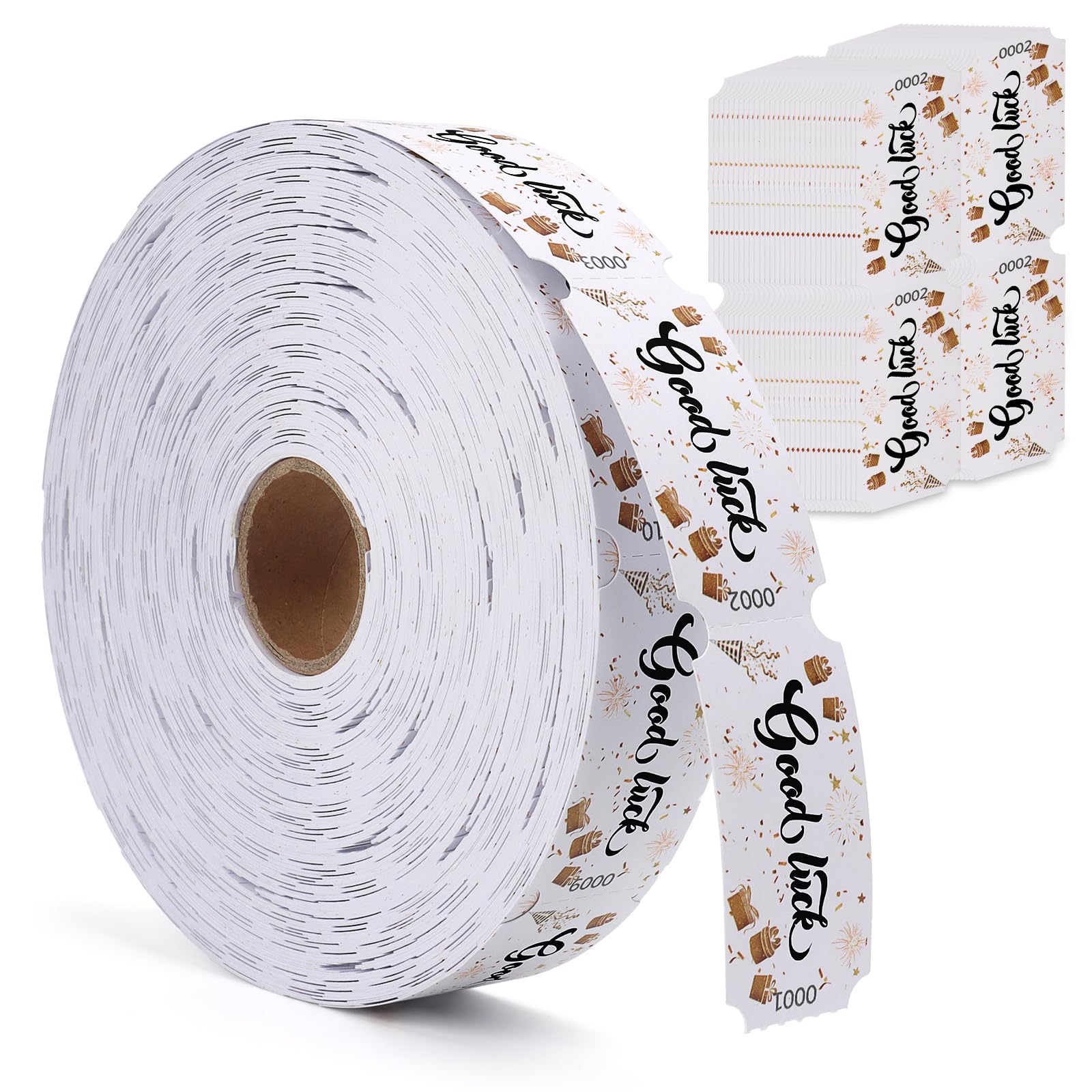 DOSTATNI 1000 Pieces Good Luck Raffle Tickets Enter to Win Raffle Tickets Contest Entry Give Way Contest Single Roll Carnival Party Ticket Carnivals Theme Party Decorations for Lucky Games
