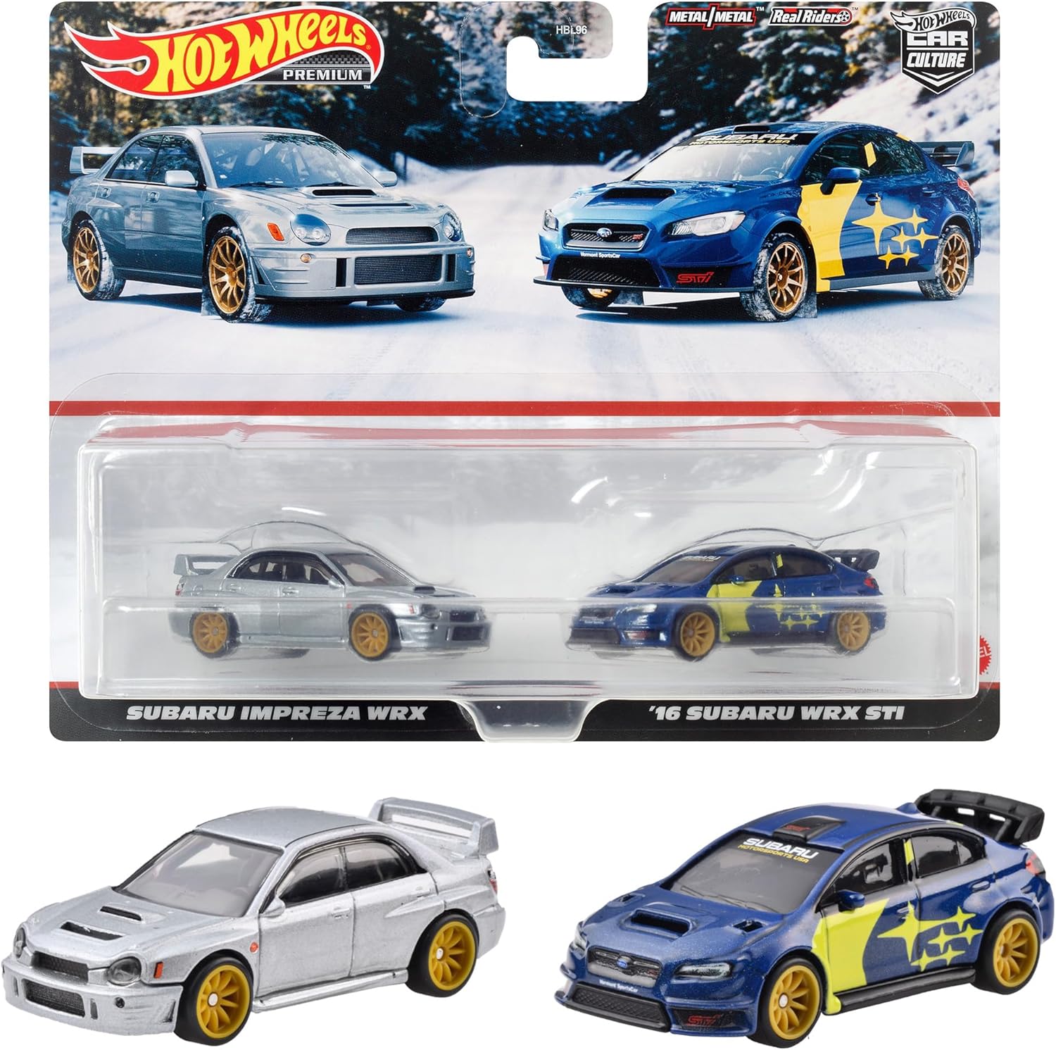 Hot Wheels Premium 2 Pack Subaru Impreza WRX / '16 Subaru WRX STI