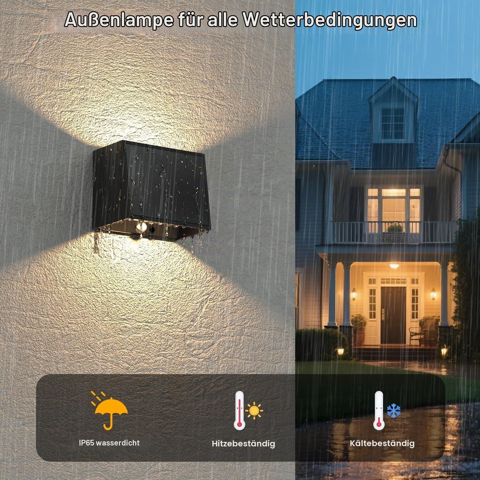 T-SUN Solar Wandleuchte Aussen mit Bewegungsmelder, 3000K Warmweiß, 4 Stück | IP65 Wasserdicht Solar Wandlampe,LED Solarlampen für Außen,3 Modi,Auf und ab Einstellbarer Lichtstrahl,für Garten Zaun Balkon