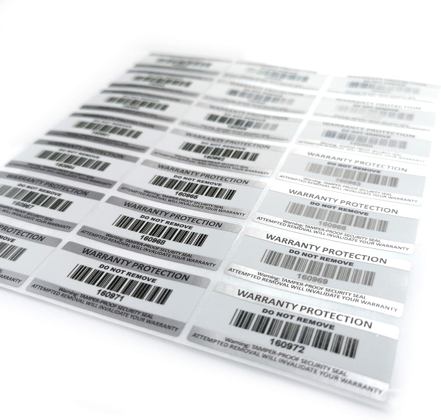 2500 Tamper Proof Stickers Warranty Void Labels with Barcodes & Serial