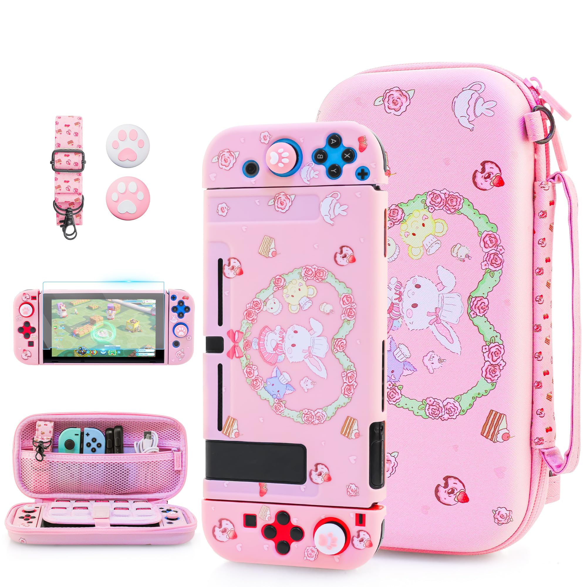 Amazon.com: FUNDIARY Cute Wish Bunny Carrying Case for Nintendo Switch ...