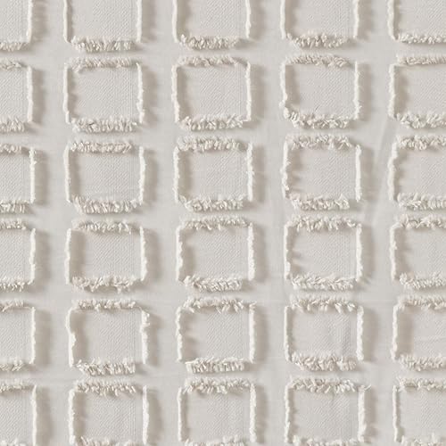 Miniatura 4 de Madison Park Metro - Ducha de baño, diseño texturizado con recortes, cortinas modernas de tela de baño de privacidad de mediados de siglo, 72 x 72