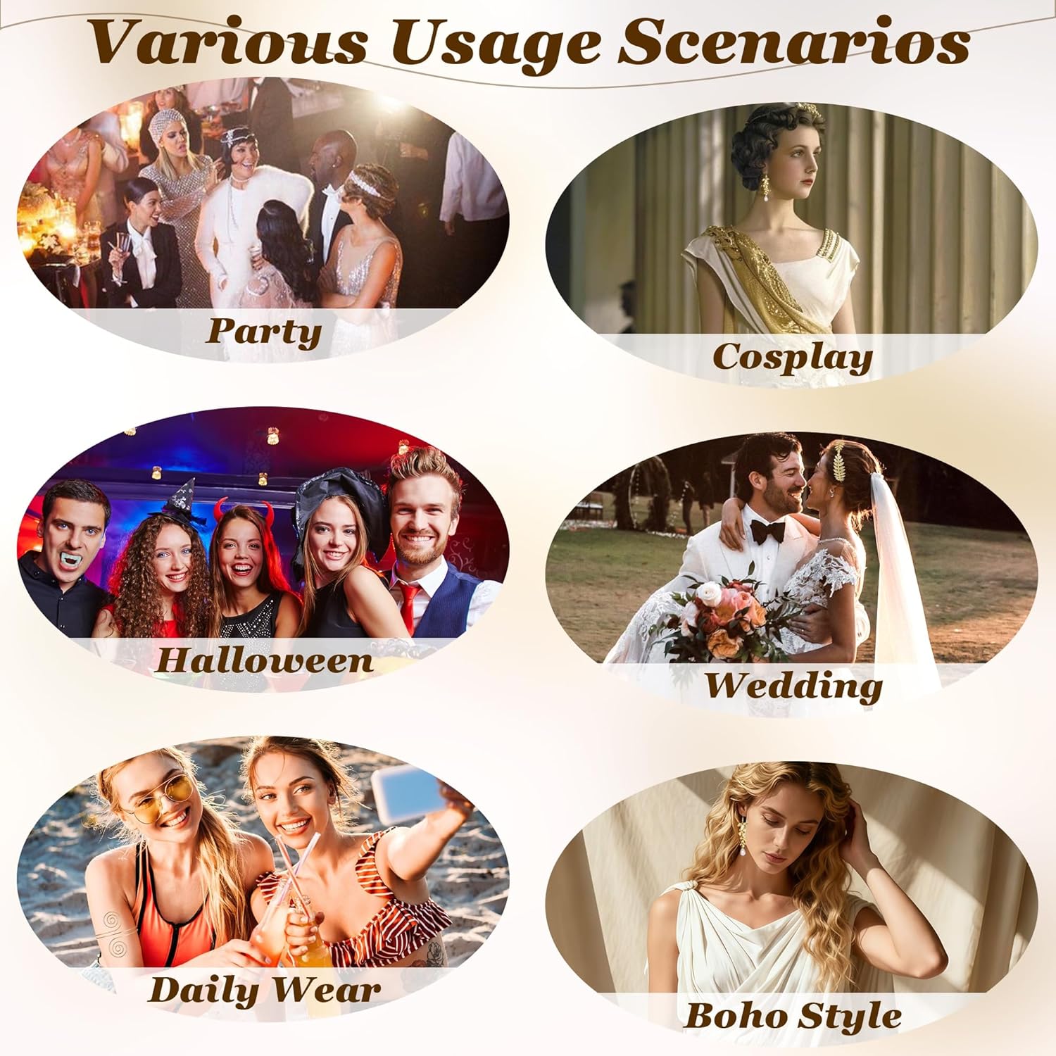 6Pcs Greek Goddess Costume Accessories for Women Golden Leaf Crown Headband Upper Arm Cuff Set for Halloween Wedding - Image 6