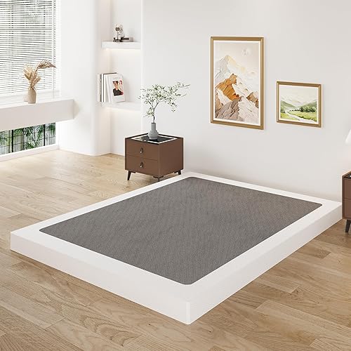 Miniatura 8 de Somier de 3 pulgadas de perfil bajo para cama Queen, somier metálico resistente para base de cama Queen con cubierta de tela, base de colchón, sin 3