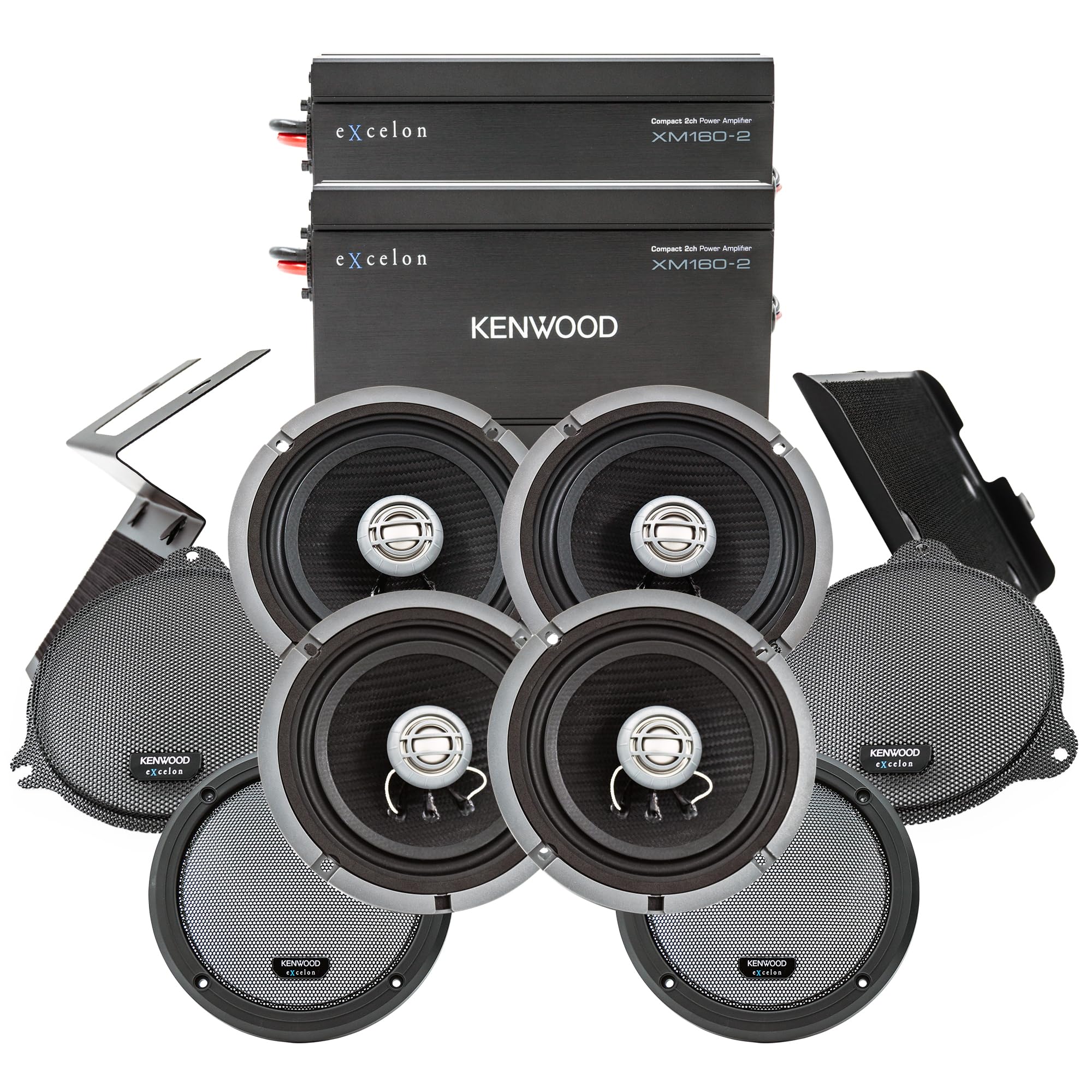 Kenwood Excelon P-HD4UT Audio Package for Select 2014-Up Harley-Davidson Models - (2) XM160-2 Audio Amplifier, (4) 6.5