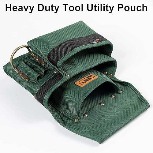 Vista 6 de Jetech Bolsa para cinturón de herramientas con 4 bolsillos, bolsa de utilidad resistente para electricistas, carpinteros, artesanos, jardinería