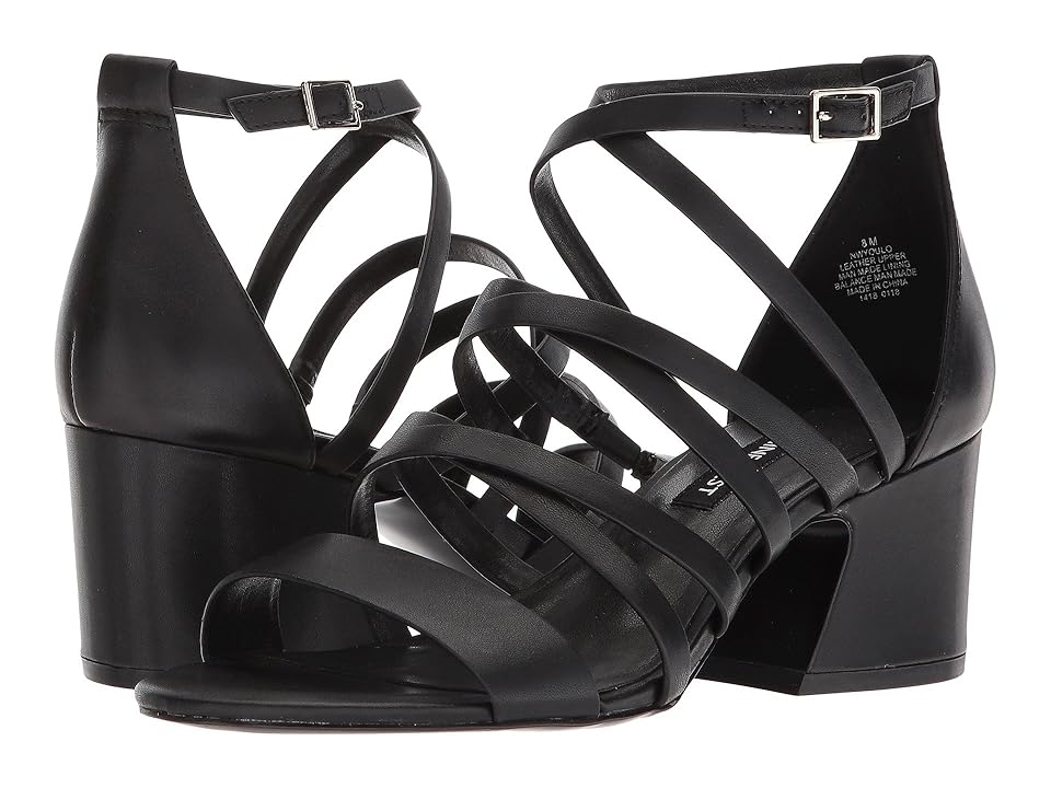 

Nine West Youlo Strappy Block Heel Sandal (Black Leather) Women's Shoes