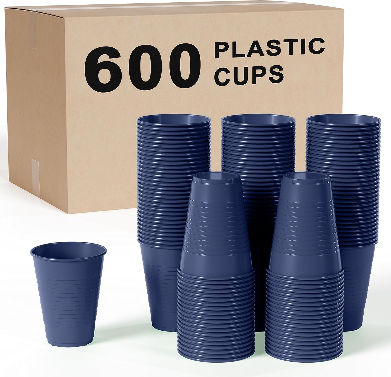 Party Solids Dark Navy Plastic Cups - 12 oz, Pack Of 600