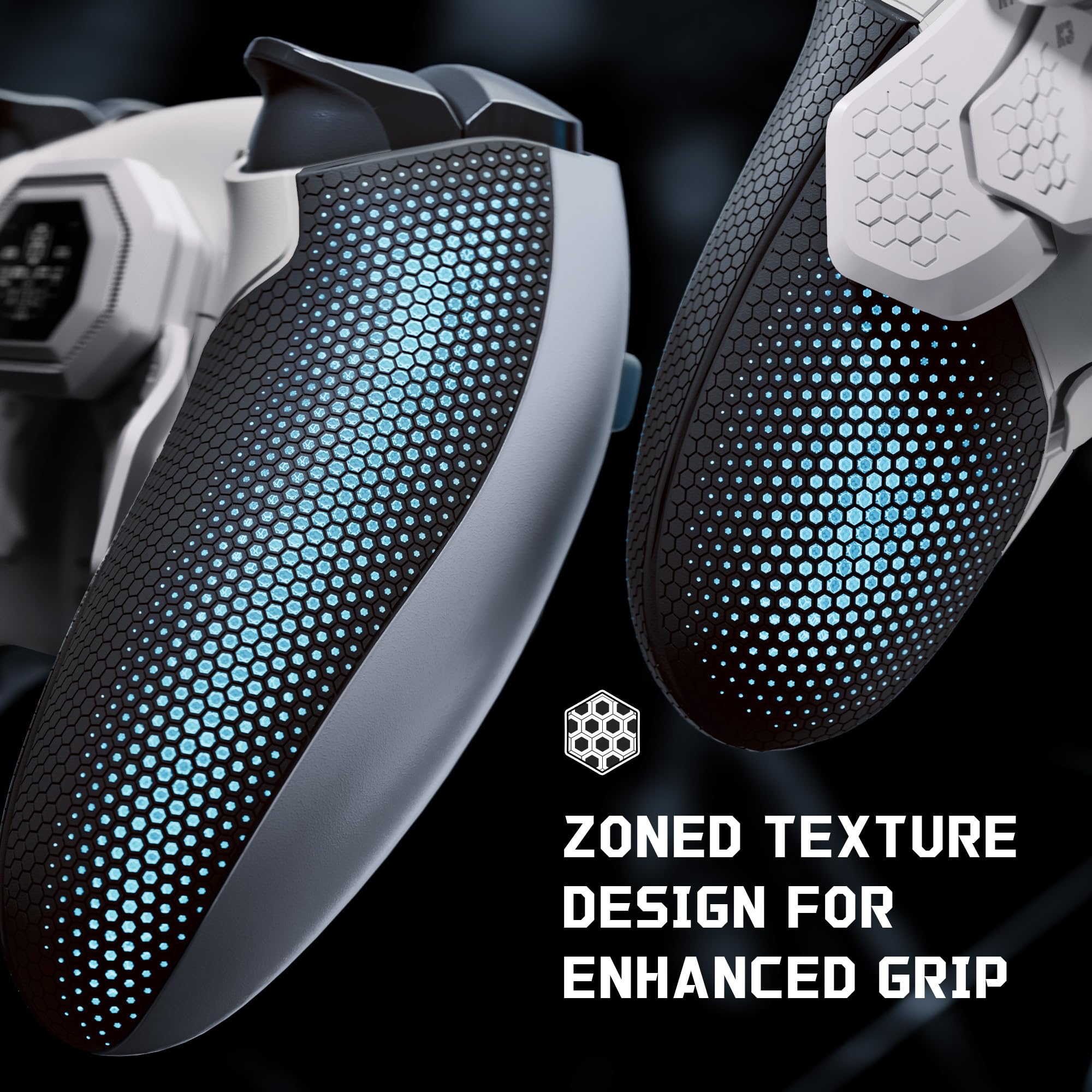 eXtremeRate BEYOND Remap Kit per ps5 Edge Controller, Display OLED, Cover Grip Ergonomici, 4 Palette Tasti Posteriori Rimappabili, Paddle Accessori per ps5 Edge Joystick, Bianco&Nero