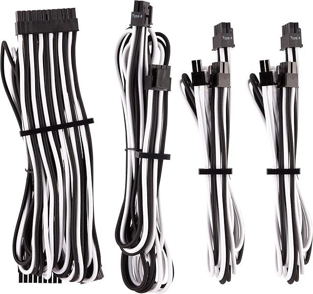 Corsair Premium Individually Sleeved PSU Cables Starter Kit Type 4 Gen 4  White/Black