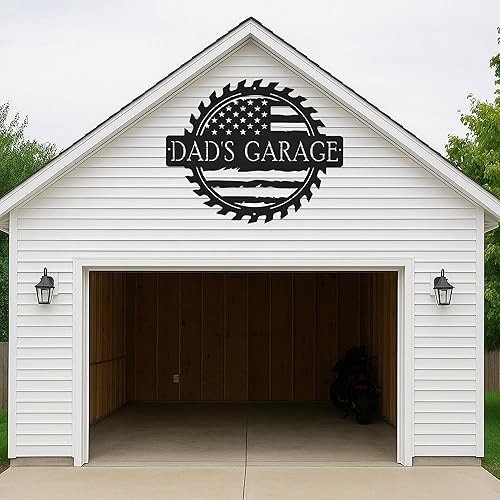 Miniatura 36 de Letrero personalizado de taller de garaje para hombres – Arte de pared de metal con nombre personalizado para entusiastas de autos, constructores y