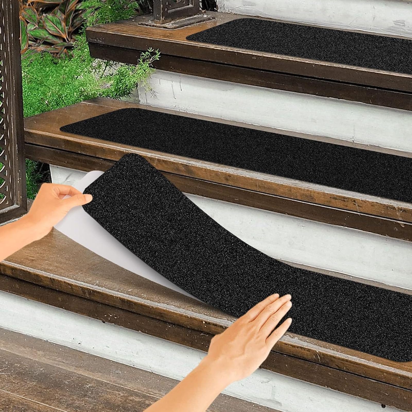 15 Cintas Antideslizantes para Escaleras, Impermeables, Adhesivas para Escalones Al Aire Libre, Mascotas, Niños para Cubiertas, Material de PVC (6 * 32 pulgadas)