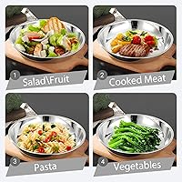 Vista 4 de WUWEOT 10 Pack Stainless Steel Dinner Plates, 10" Round Kitchen Metal Dish Plates, Rust-Proof Camping Serving Plates for BBQ, Snack, Salad