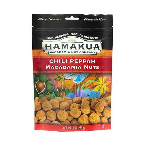 Vista 7 de Hamakua - Nueces de macadamia - Chili picante - Cultivado en Hawai saborizado seco tostado medio y macadamia entera - Nueces de macadamia grandes