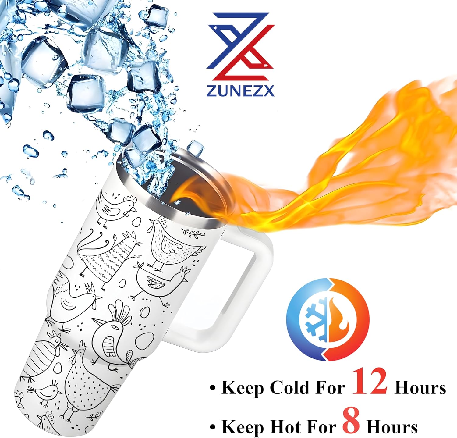 40Oz Chicken Tumbler with Handle & Straw, Chick Straw Cover - Ideal for Chicken Lady, Chicken Cups - Perfect Chicken Mom Gifts for Birthday, Christmas, Decorations, Gifts for People with Chickens - Image 7