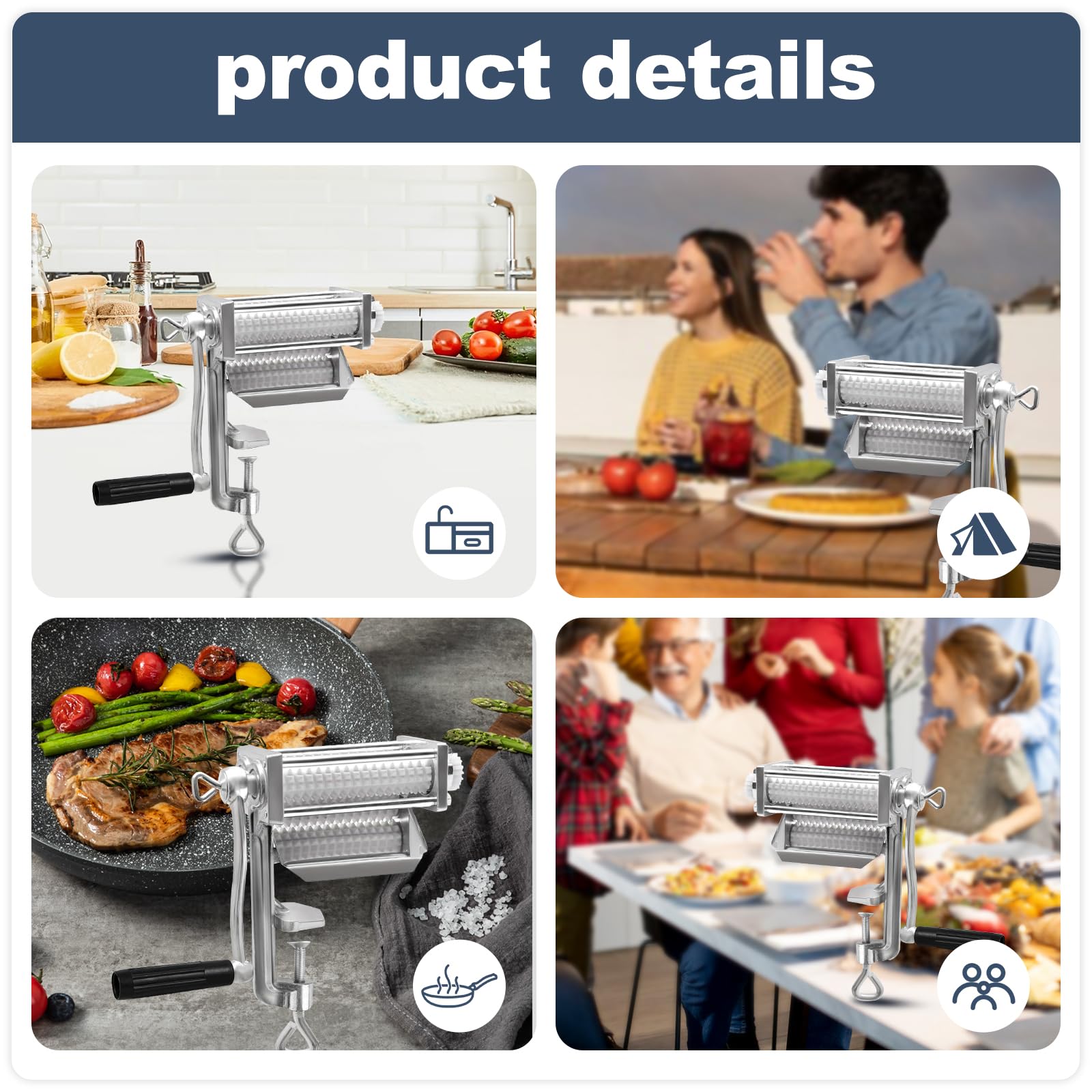 Ablandador De Carne, Ablandador De Carne Con Rodillos De Cuchillas De Acero Inoxidable Y Manivela De Funcionamiento Suave, Ablandador De Carne Para Pollo, Res, Bistec, Cocina, Hogar, Restaurante