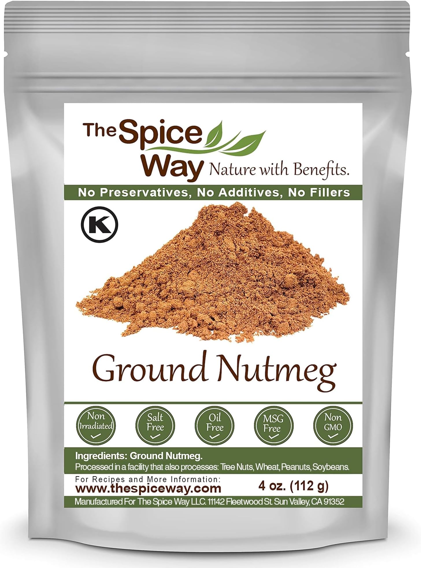The Spice Way Ground Nutmeg - premium powder - 4 oz resealable bag