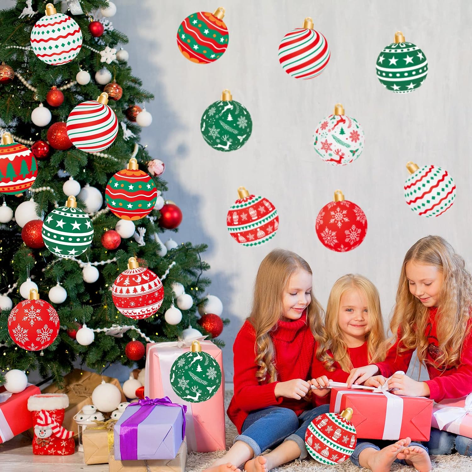 Spiareal 50 Pcs Summer Christmas Cutouts Ornaments Bulk Colorful Christmas Ball Cardboard Cut Out Hanging Decorations for Holiday Xmas Tree Classroom Home Summer Decor