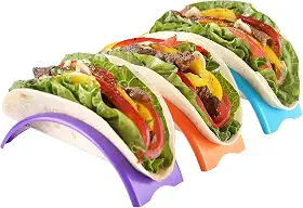 6 suportes únicos para tacos, rack colorido premium para tacos, material PP, lavável na lava-louças e micro-ondas