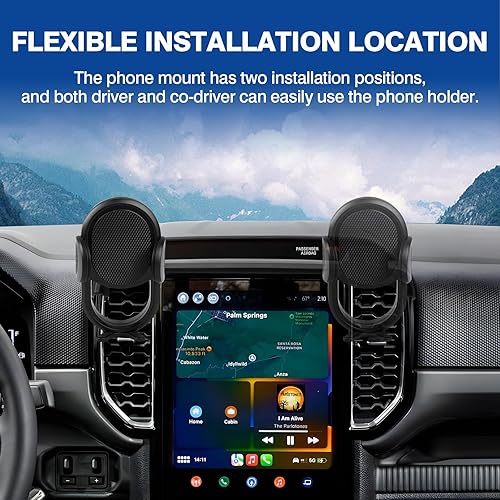 Vista 10 de Autorder Soporte de teléfono de coche para Ford Mustang Mach-E 2021-2025 2026, accesorios de soporte de teléfono con organizador de tablero