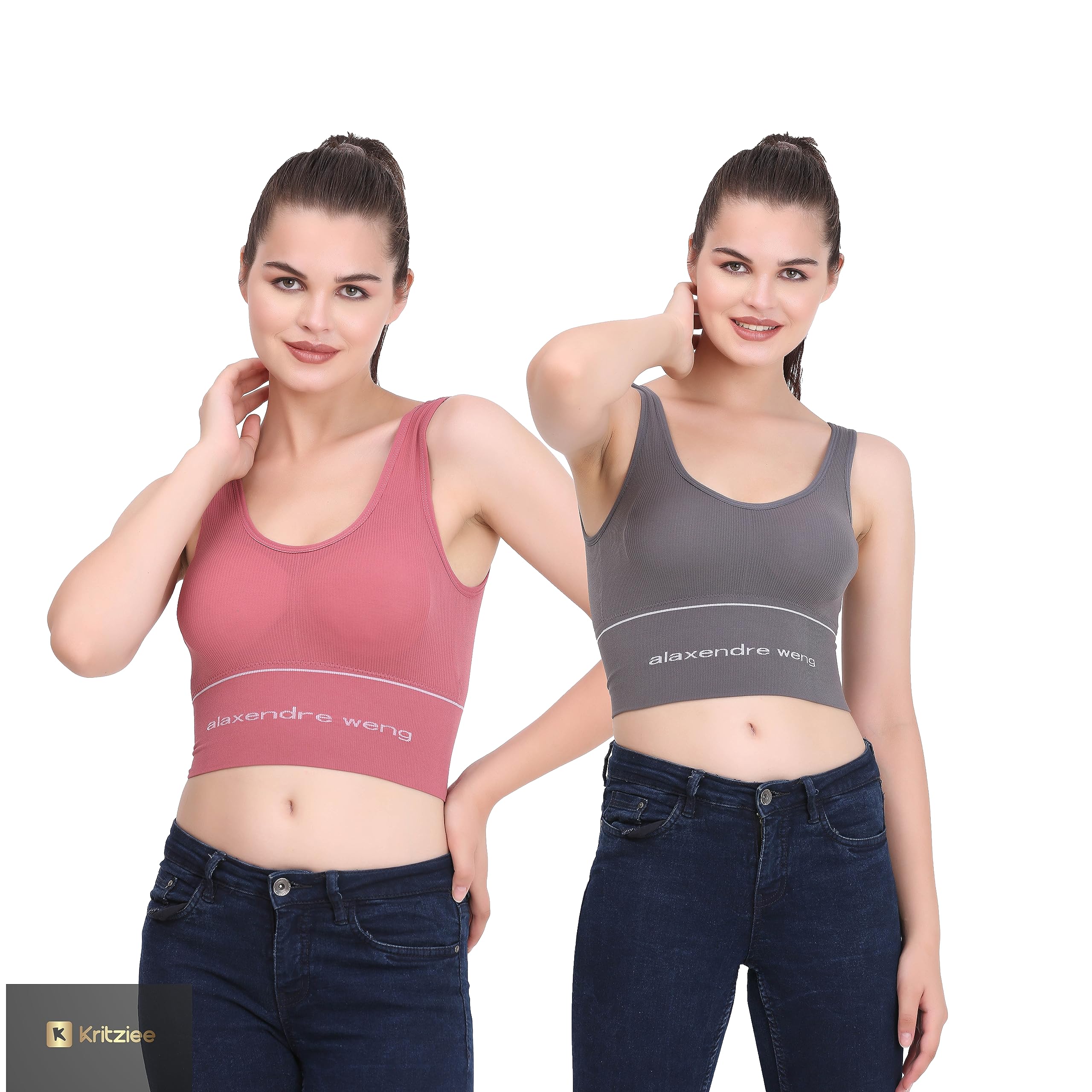 kritziee ™ Women's Cotton Lightly Padded Non-Wired Sports Bra for Gym, Yoga, Running, Workout | Pack of 2-picture-54