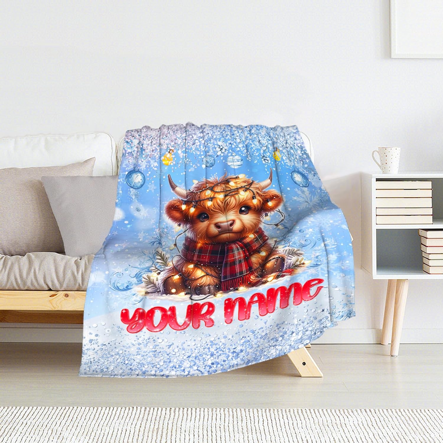 Kids Blanket - 40" x 50" Custom Highland Cow Blankets Gifts for Girls - Cozy Soft Cow Print Throws Decor for Couch, Chair
