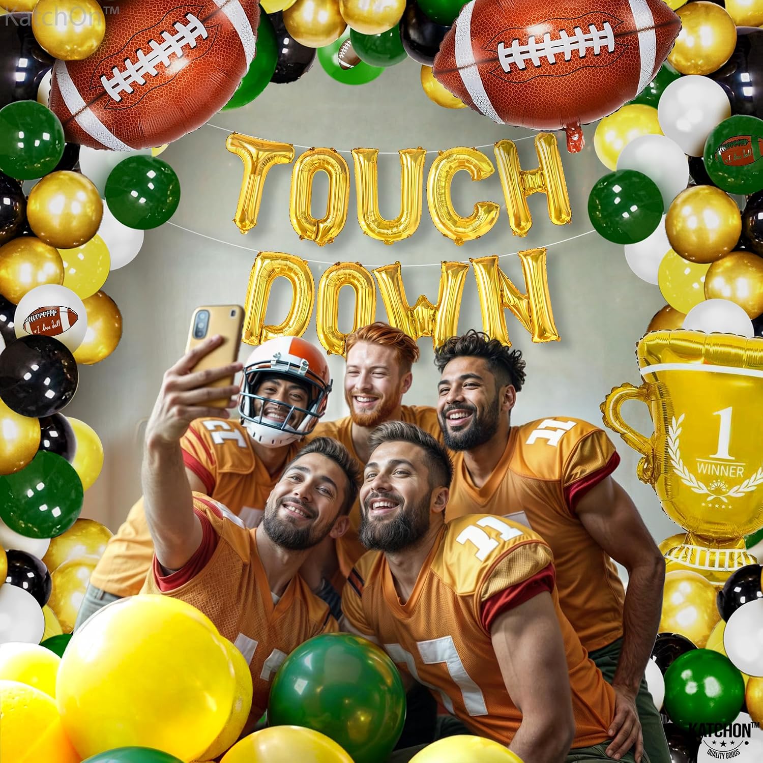 KatchOn, Football Party Supplies - Pack of 118 | Football Party Decorations with Touchdown Foil Balloons for Football Party Decorations, Football Theme Birthday, Game day, Tailgate Party Decorations