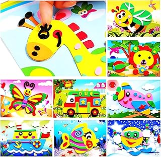 motoeye 20pcs 3D EVA Foam Sticker Puzzle Game DIY Cartoon Animal Learning Education Toys for Toddler Kids Art Craft Kits (kidslove A)