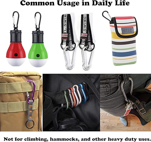 Miniatura 2 de Paquete de 612 llaveros con mosquetón de 3 pulgadas  Anillo en D de aluminio Caribiniers ganchos para trabilla para cinturón, botella de agua,