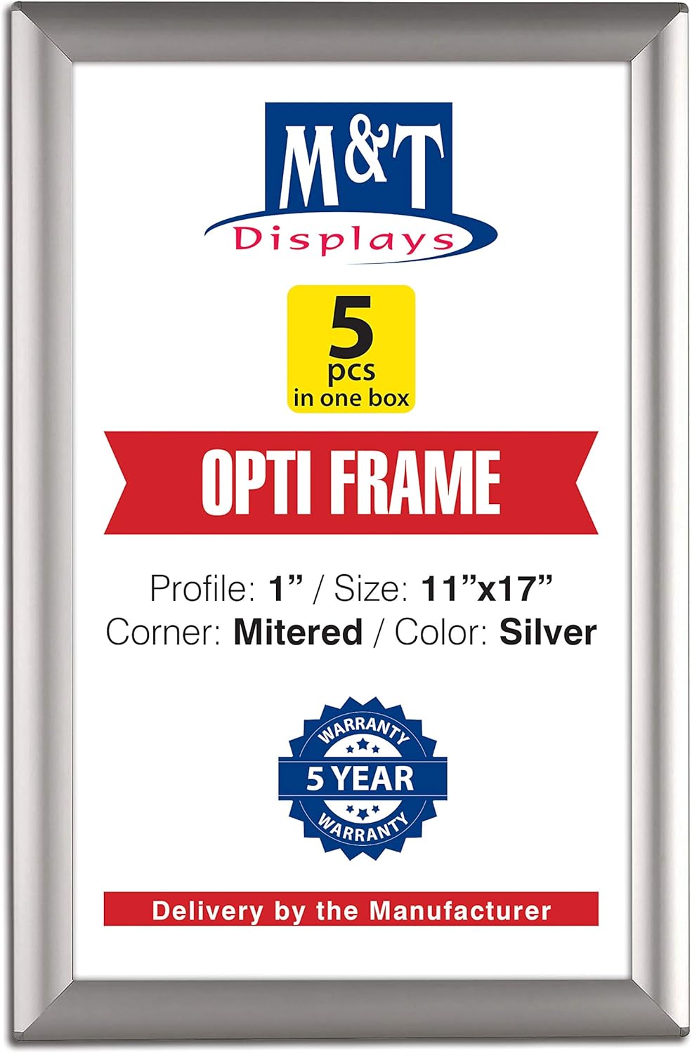 Amazon.com - M&T Displays Opti Snap Poster Frame 11x17 Inch Silver 1 ...