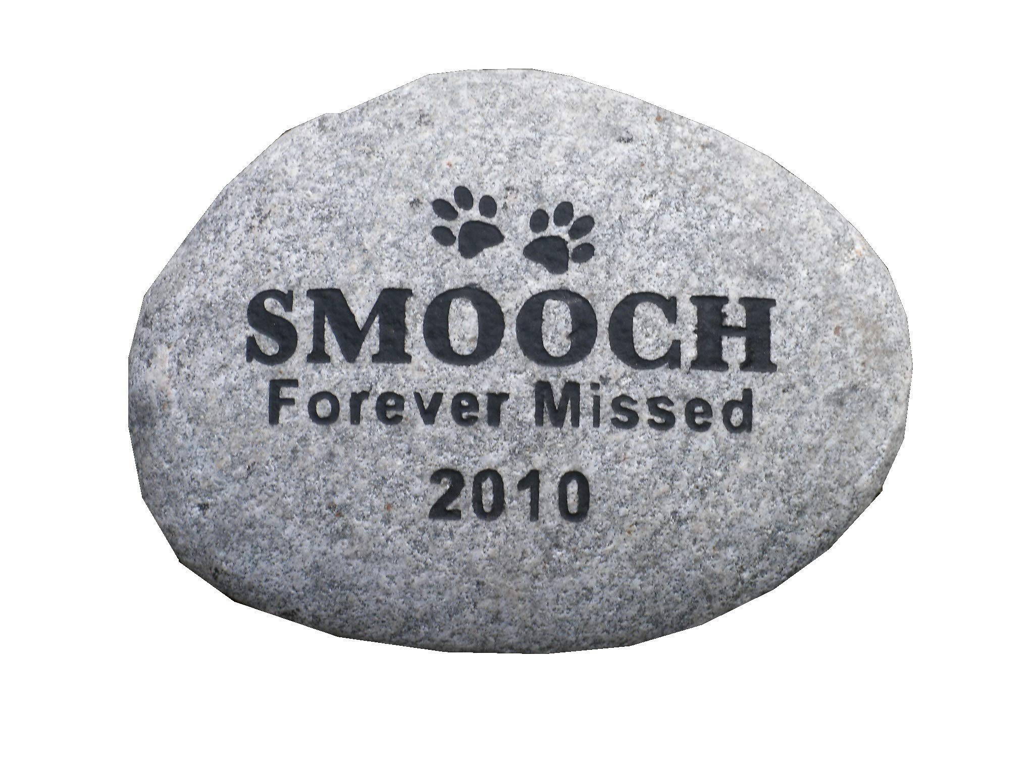 Buy Pet memorial river rock 10" custom engraved to your needs. Enter