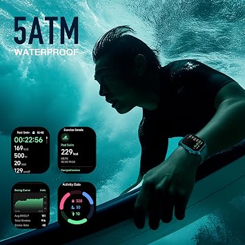 Smart Watch (Answer/Make Call), 2.1 Curved AMOLED Screen Smartwatch for Men Women, Activity Trackers with 150+ Sport Modes/Heart Rate/Sleep/SpO2 Monitor,5ATM Waterproof, Android and iOS Compatible